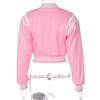 babyhealthy Womens Crop Varsity Jacket Button Down Bomber Baseball Jacket Streetwear Short Coat view 2