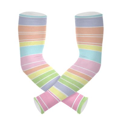 xigua Beautiful Colors Stripes UV Sun Protection Compression Arm Sleeves - Cooling Athletic Sports Sleeve for Gardening Protection