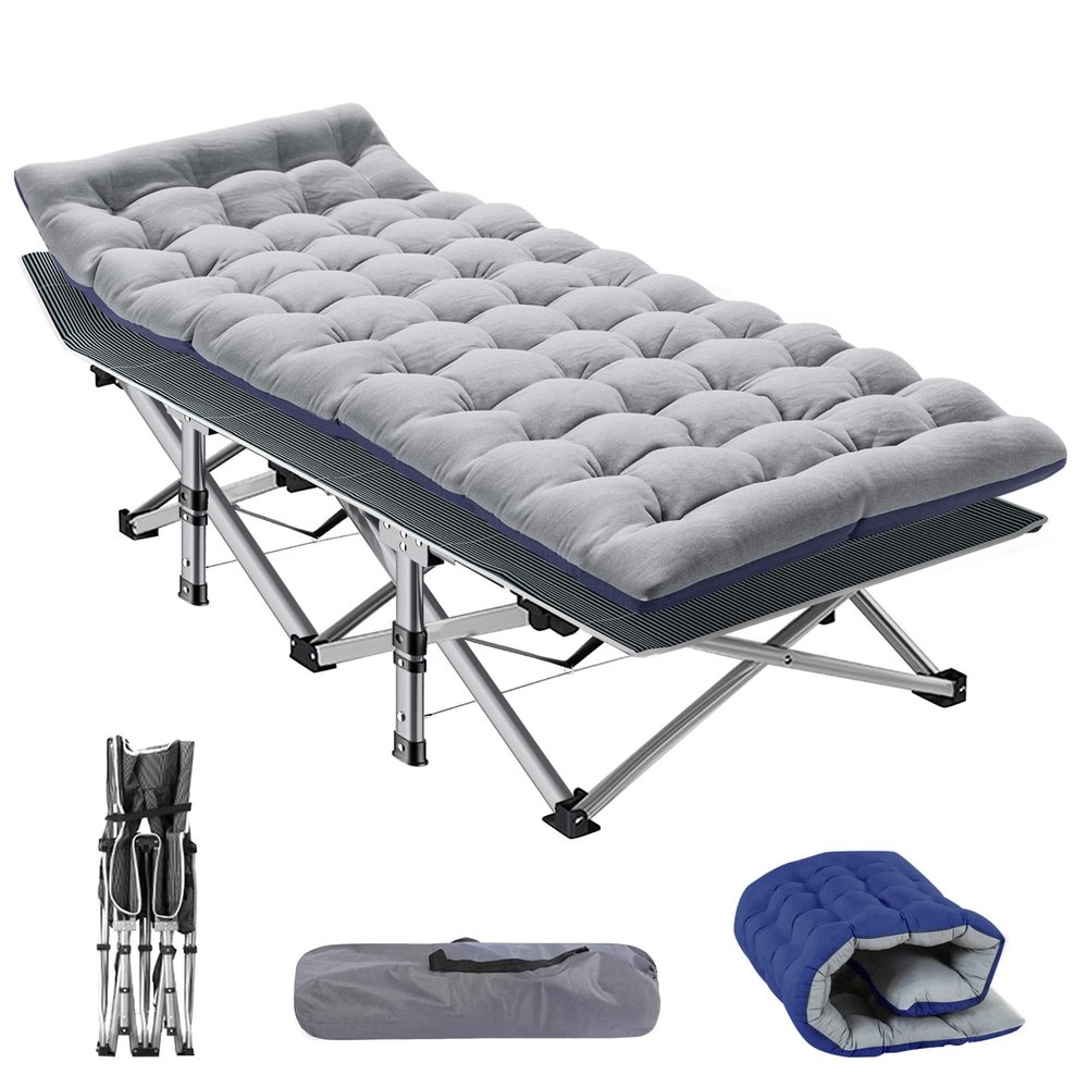 NAIZEA Folding Camping Cots for Adults, Folding Cot with Mattress, Camping Foldable Bed, Portable Military Cot, Double Layer Oxford Strong Heavy Duty Sleeping Cots for Camp Office Travel