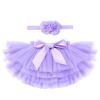 Baby Girls Soft Fluffy Tutu Skirt with Diaper Cover, Toddler Tutu Skirt Set with Flower Headband, 1st Birthday Cake Smash Outfit, Purple Tutus for Girls 18-24 Months view 1