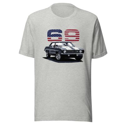 JG Infinite 1969 69 Camaro Chevy Muscle Cars American Collector Car Graphic T-Shirt | Car Enthusiast Gift Sport Grey