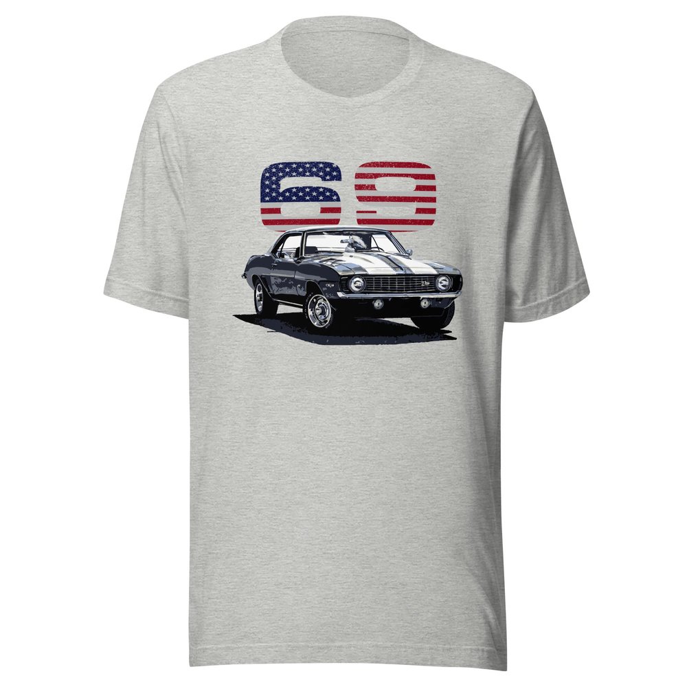 JG Infinite 1969 69 Camaro Chevy Muscle Cars American Collector Car Graphic T-Shirt | Car Enthusiast Gift Sport Grey