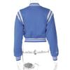 babyhealthy Womens Crop Varsity Jacket Button Down Bomber Baseball Jacket Streetwear Short Coat Blue view 3