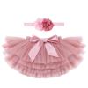 Baby Girls Tutu Skirt with Diaper Cover Toddler Girl Tulle Bloomers Tutu Skirt Sets with Flower Headband Infant Tutu for Baby Girl 1st Birthday Cake Smash Outfit for Photo Prop Dusty Pink 18-24 Months view 1