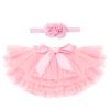 Baby Girls Tutu Skirt with Diaper Cover Toddler Girl Tulle Bloomers Tutu Skirt Sets with Flower Headband Infant Tutu for Baby Girl 1st First Birthday Cake Smash Outfit for Photo Prop Pink 2-3 Years