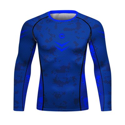 Red Plume Men's Compression Long Sleeve Slim Fit Athletic Shirt Sports Workouts Running Tee Performance T-Shirt Cool Dry Top (Blue 2, L)