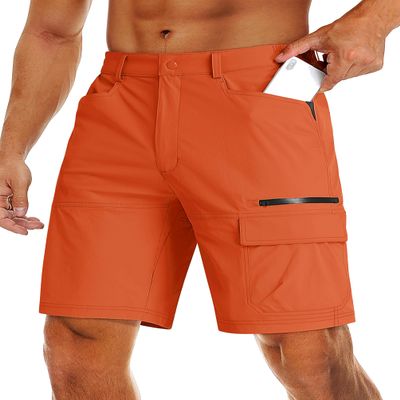 MAGCOMSEN Summer Shorts for Men Casual Cargo Shorts Quick Dry Hiking Shorts Outdoor Golf Shorts Orange,38
