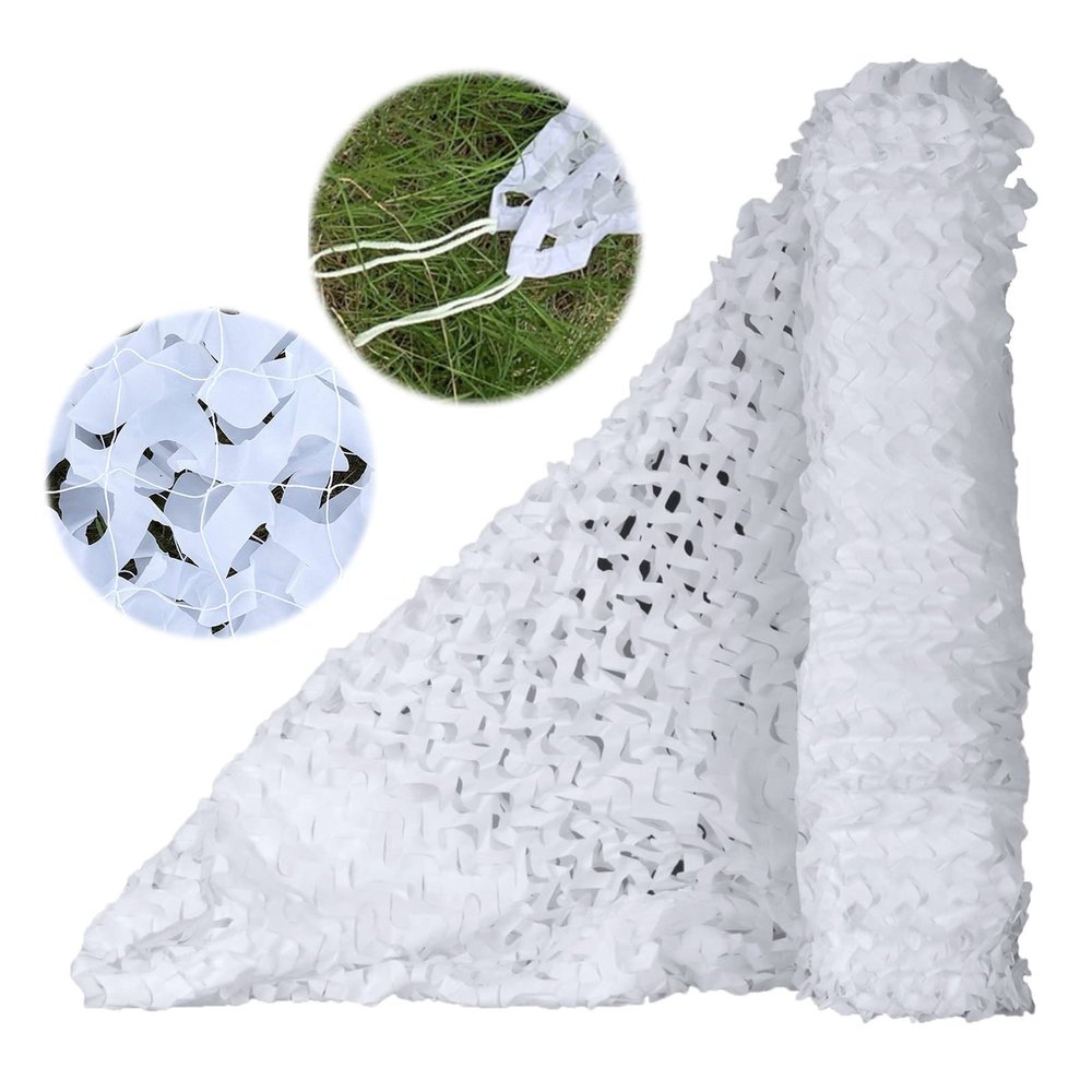 Reinforced Camouflage Net, White, Sunscreen Camo Netting, Military Net, Shade Decorative Net for Outdoor Garden Pergola, Car Cover, Hunting Camouflage Net, Customizable,White-4x6m(13.1*19.7ft)
