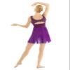Moggemol Women's Illusion V-Neck Lyrical Dance Dress Chiffon Flowy High Low Skirt Leotard Dancing Costume Purple X-Large view 3
