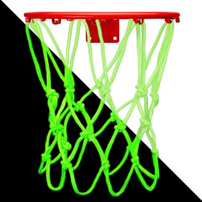 Nightlight Mini Basketball Net Glow 8 Loop Replacement Basketball Hoop Net Glow in The Dark Basket Ball Outdoor Portable Nylon Mesh for Children Outdoor Sun Powered Sports Gifts 8-10.25 Inch Rims