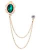 Men's Crystal Brooch Lapel Pin Badge Hanging Chains Collar Brooches Pin for Career Suit Tuxedo of Shirts Tie Hat Scarf for Boyfriend Father Birthday (Green) view 1
