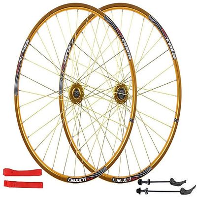 Wheelset 26In MTB Bike Wheel,Disc Brake 100mm Before Gear Opening 135mm After Gear Opening Support 7-8-9-10 Speed Tires Between 26 * 1.35-2.35 Road Wheel (Color : Gold, Size : 26inch)
