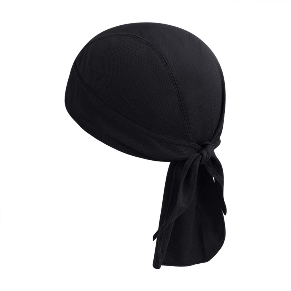 Head Tie Quick Drying Cycling Cap Headband Skull Beanie Bandanas Do Rags Breathable Moisture Wicking Pirate Hat Helmet Liner (Black Mesh)