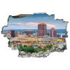 3D Broken Wall Stickers Stickers Albuquerque, New Mexico, USA Downtown Cityscape at 3 36 x 24 Inch Removable Wall Decal, Peel and Stick Landscape Wall Decor for Bedroom Living Room, Mural Art for view 2