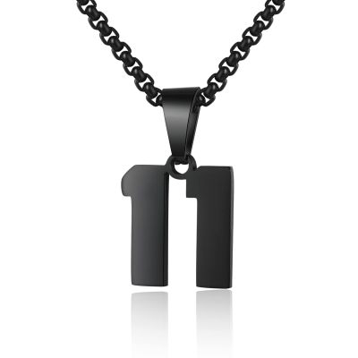 Susook Number Necklace for Boy Black Athletes Number Stainless Steel Chain 00-99 Number Charm Pendant Personalized Sports Jewelry for Men Basketball Baseball Football(11) Over 18 years old