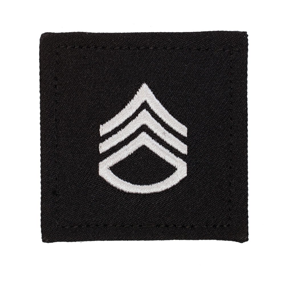 Army Staff Sergeant 2X2 Black with Hook FASTNER