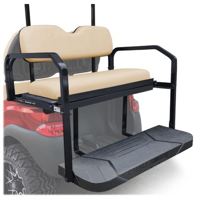 Club Car Precedent (2004 and up) Golf Cart Rear Seat Kit For Onward and Tempo Challenger HD 1.25 Frame Flip Up Cargo Back Seats Cushions Accessories Parts with Struts (Buff Tan)