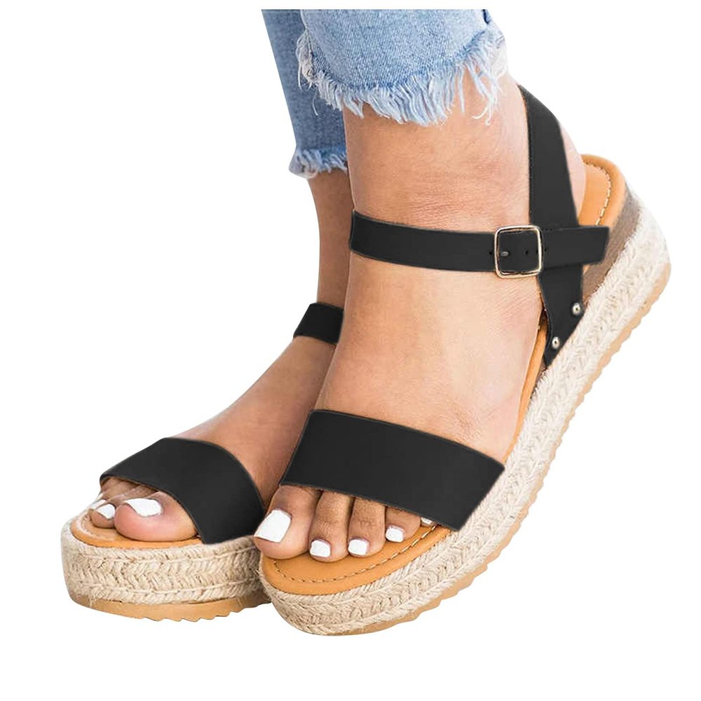 ZBYY Women's Platform Sandals Summer Espadrille Wedge Ankle Strap Open Toe Sandals Casual Flatform Platform Beach Sandals