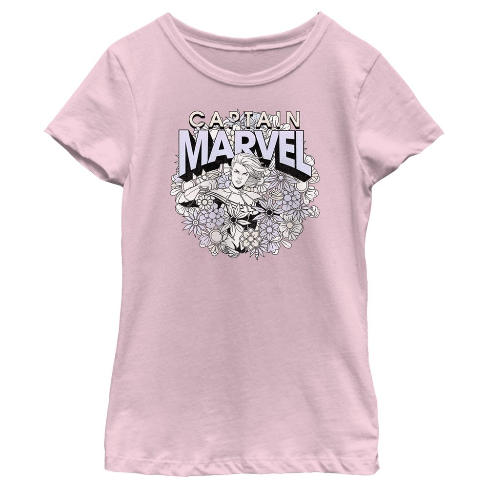 Marvel girls Marvel Universe Captain Marvel Spring Short Sleeve Tee T Shirt, Light Pink, X-Small US