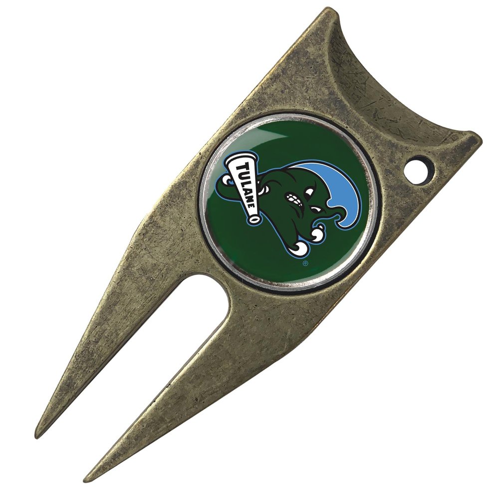 Tulane University Green Wave Stealth Golf Divot Tool + Ball Marker, Brass