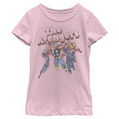 Marvel girls Marvel Classic Avengers Short Sleeve Tee T Shirt, Light Pink, X-Large US