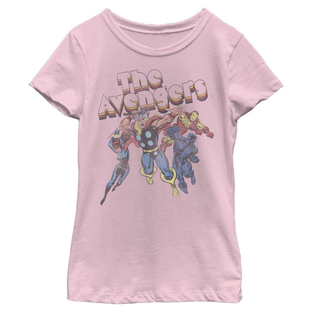 Marvel girls Marvel Classic Avengers Short Sleeve Tee T Shirt, Light Pink, X-Large US