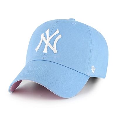 '47 New York Yankees Ballpark Clean Up Dad Hat Baseball Cap - Columbia Blue Columbia Blue, White, Pink One Size