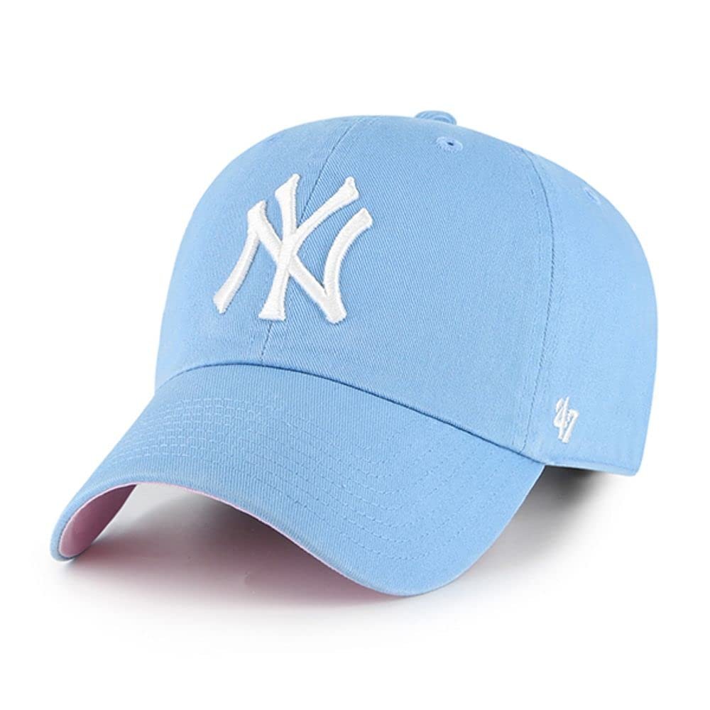 '47 New York Yankees Ballpark Clean Up Dad Hat Baseball Cap - Columbia Blue Columbia Blue, White, Pink One Size
