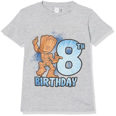 Marvel Girl's Groot 8TH Bday T-Shirt, Athletic Heather, X-Large