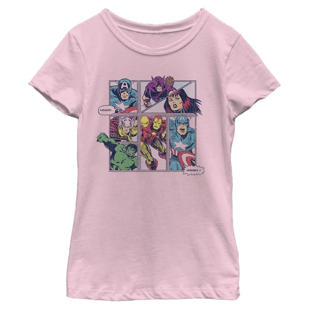 Marvel Girl's Avengers Assemble T-Shirt, Pink, Large
