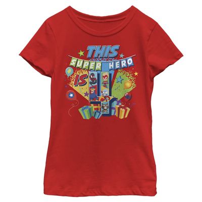 Marvel girls Marvel Seasonal 4 Super Hero Yay Short Sleeve Tee T Shirt, Red, X-Small US