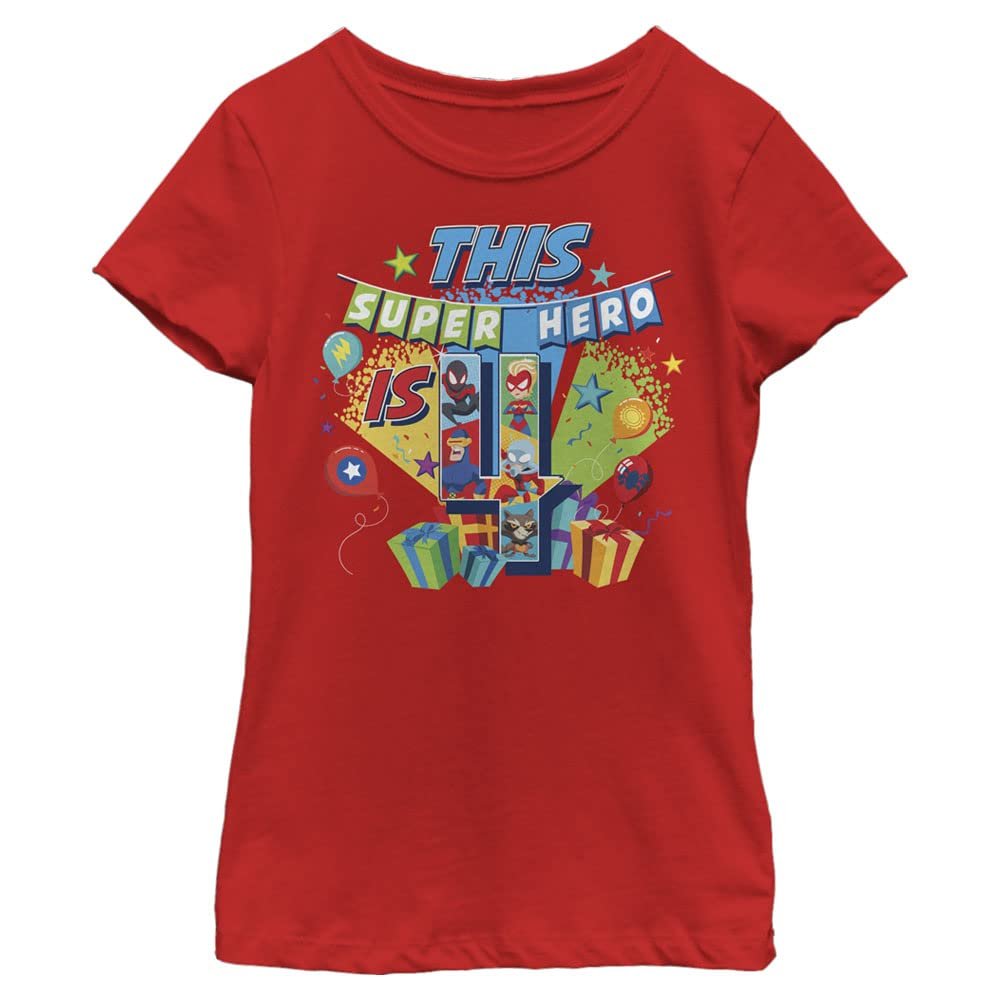 Marvel girls Marvel Seasonal 4 Super Hero Yay Short Sleeve Tee T Shirt, Red, X-Small US