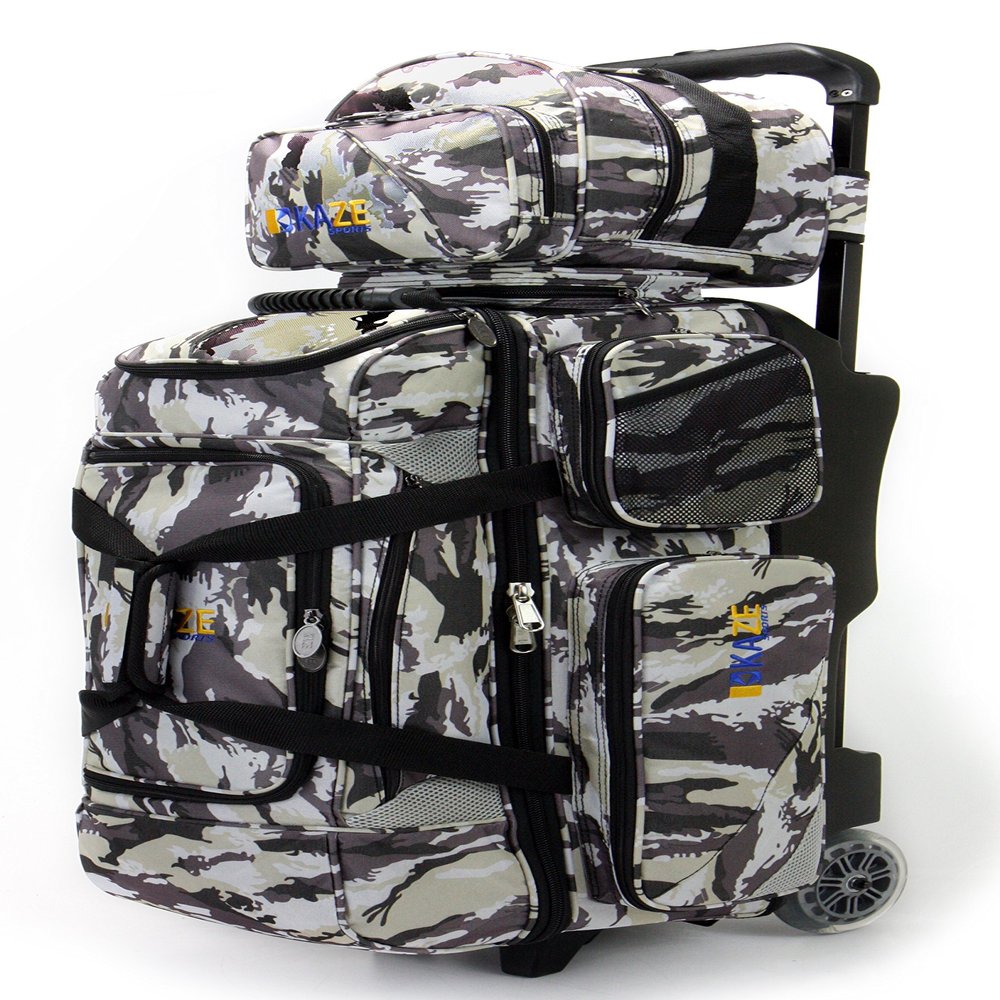KAZE SPORTS 3 Ball Bowling Roller + 1 Ball Add On Spare Tote (Camo)