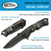 SZCO Supplies 8 Native Wolf Decal Liner Lock Assisted Open Tactical Rescue Professional Folding Knife view 2