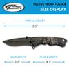 SZCO Supplies 8 Native Wolf Decal Liner Lock Assisted Open Tactical Rescue Professional Folding Knife view 3