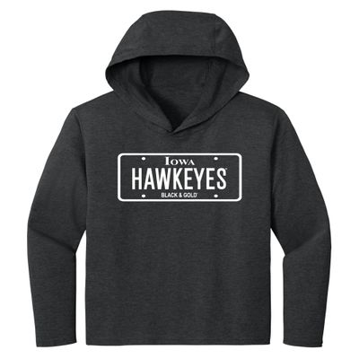 CornBorn Iowa Womens Tee - Blackout Hawkeyes License Plate Shirt - Black - Large