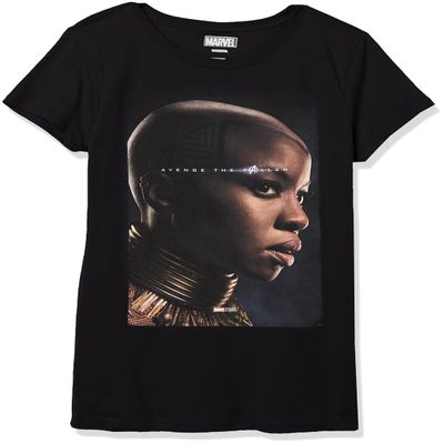 Marvel Girl's Okoye Avenge T-Shirt, Black, Small