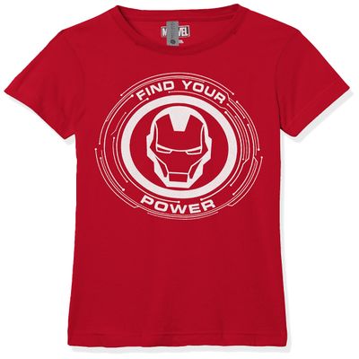 Marvel Girl's Power of Iron Man T-Shirt, Red, Medium