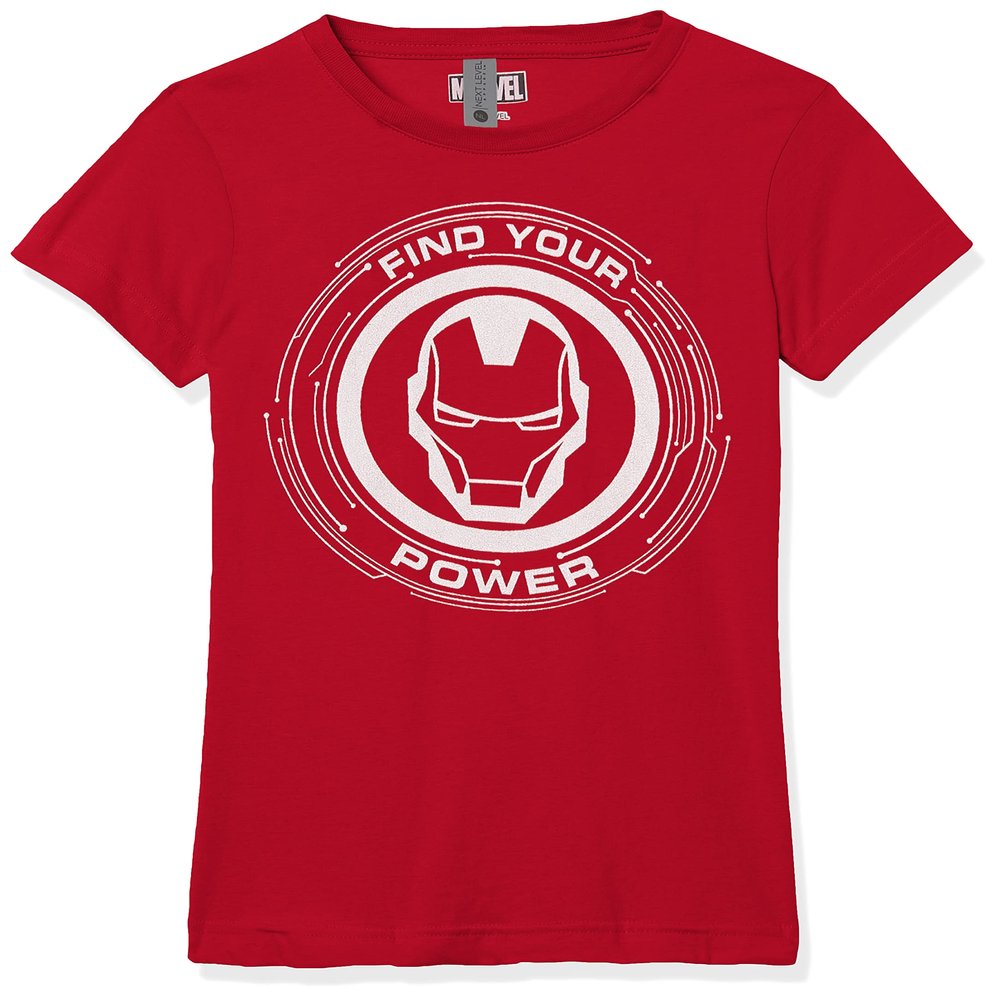 Marvel Girl's Power of Iron Man T-Shirt, Red, Medium