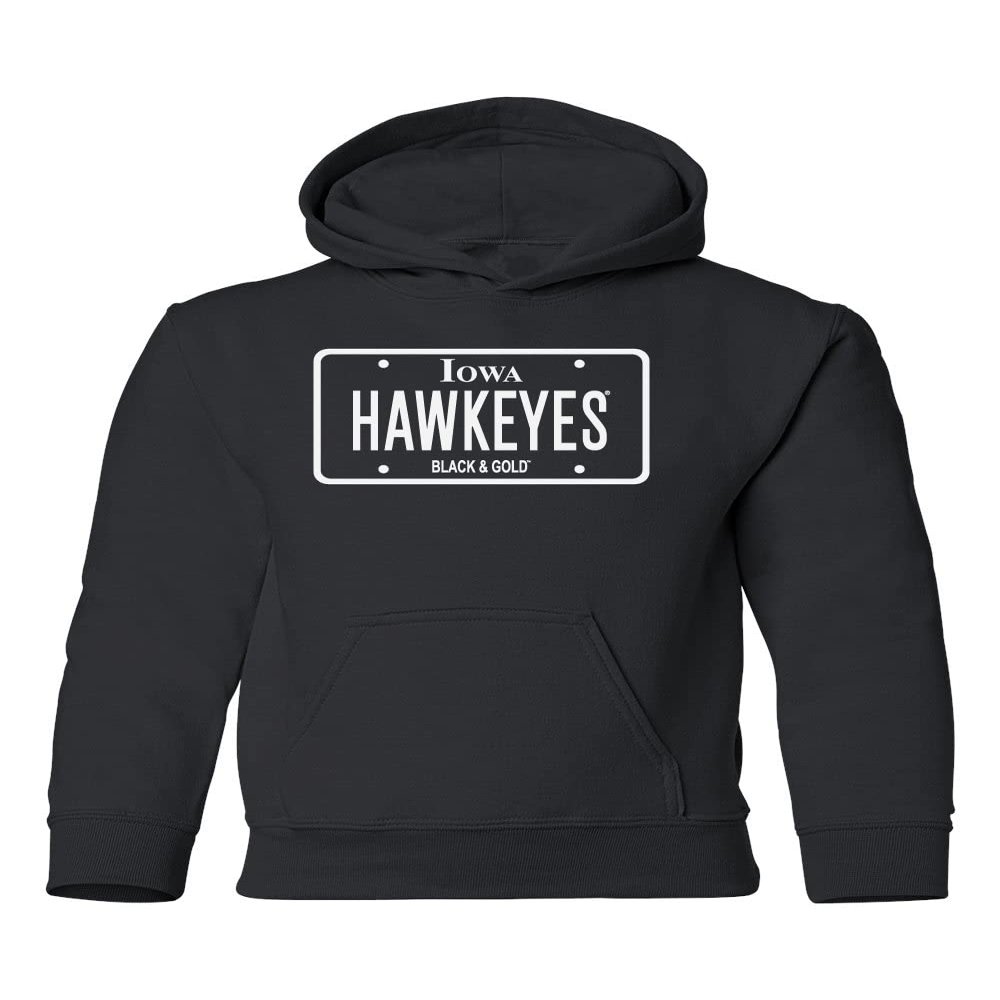CornBorn Iowa Youth Apparel - Blackout Hawkeyes License Plate - Black - M