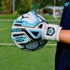 Renegade GK Fury Sub-Z Goalie Gloves with Pro-Tek Finger Spines | 4mm Giga Grip & 4mm Duratek | White, Blue, Silver, Black Soccer Goalkeeper Gloves (Size 6, Youth, Roll Cut, Level 4) view 2