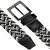 2 Count Men's Stretch Belt Braided Elastic Stretch Belt Casual Weave Canvas Fabric Woven Belt 1-3/8" Wide (Black/Gray/White, S) view 2