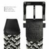 2 Count Women's Stretch BeltS Braided Elastic Stretch Belt Casual Weave Canvas Fabric Woven Belt 1-3/8" Wide (Black/Gray/White, XXXL) view 3