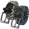 2 Count Men's Stretch Belt Braided Elastic Stretch Belt Casual Weave Canvas Fabric Woven Belt 1-3/8" Wide (Black/Blue/Navy- Black/Gray/White, M) view 1