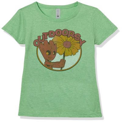Marvel girls Marvel Classic Outdoorsy Groot Short Sleeve Tee T Shirt, Green Apple, X-Small US
