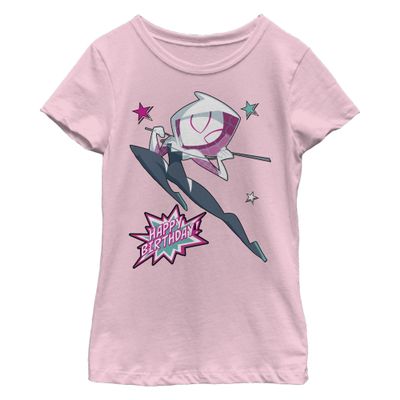 Marvel Girl's Spider Gwen Birthday T-Shirt, Pink, Small