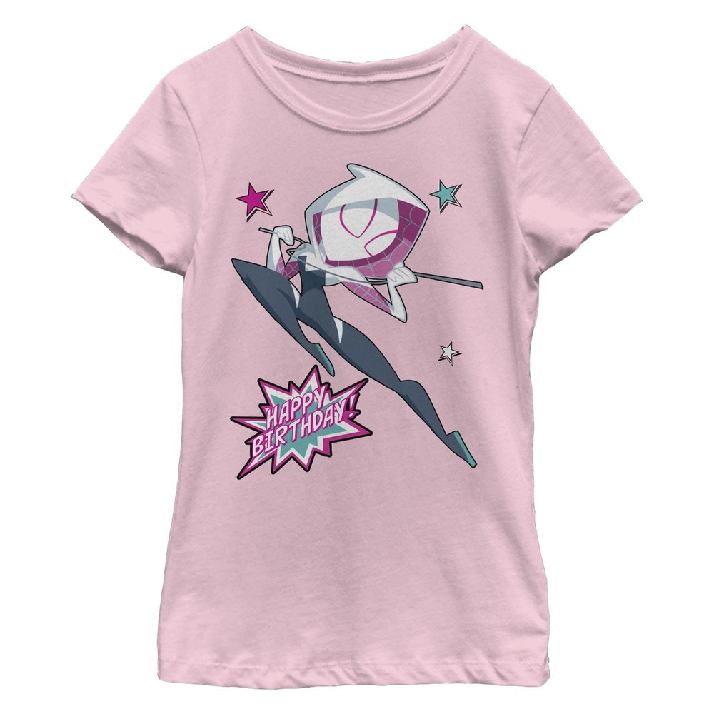 Marvel Girl's Spider Gwen Birthday T-Shirt, Pink, Small