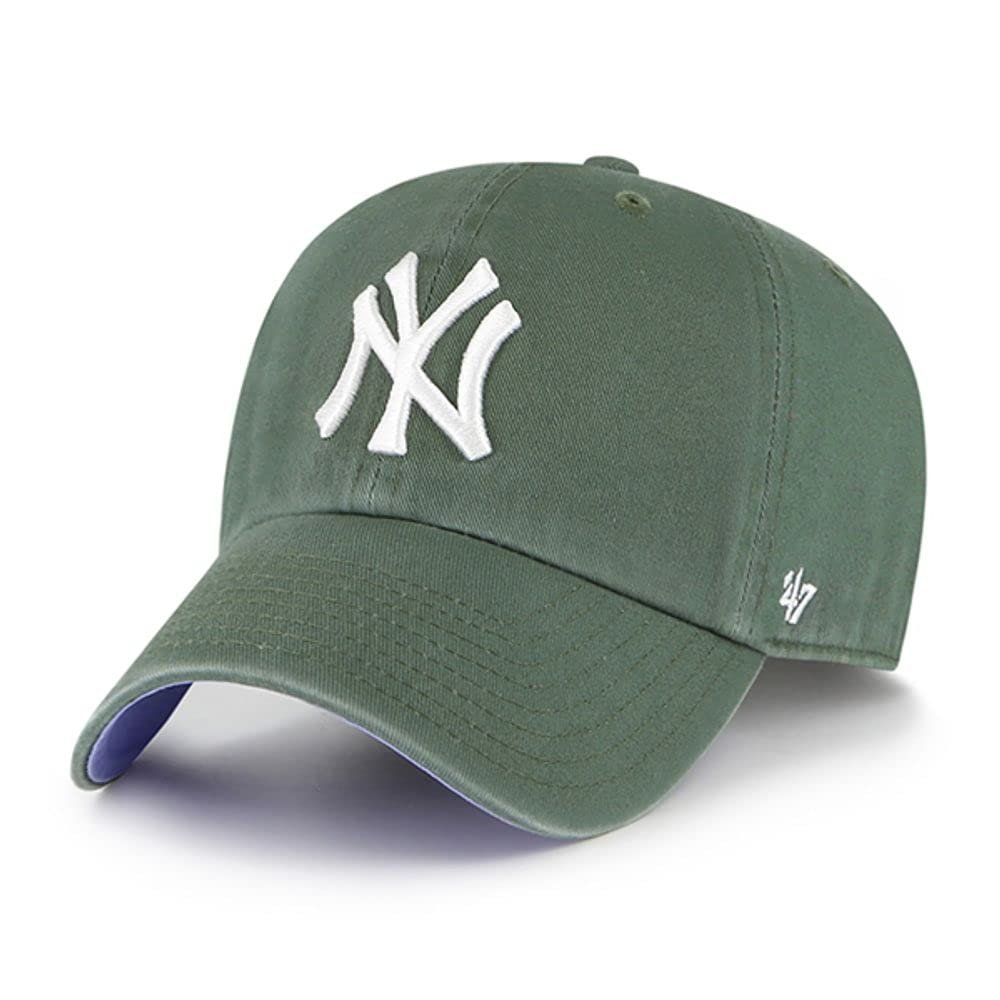 '47 New York Yankees Adjustable Cap Clean Up MLB, Moss Green, White, Lavender, One Size
