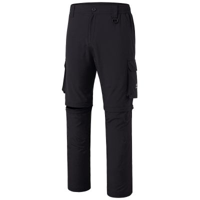BASSDASH Mens Outdoor Quick Dry Convertible Pants Zip-Off Water Resistant Lightweight Fishing Hiking Cargo Shorts UPF50+ Black