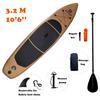 10'6''ft Inflatable Surfboard Wood Grain SUP Paddle Board Double Thick Brushed PVC Paddle Racing view 4